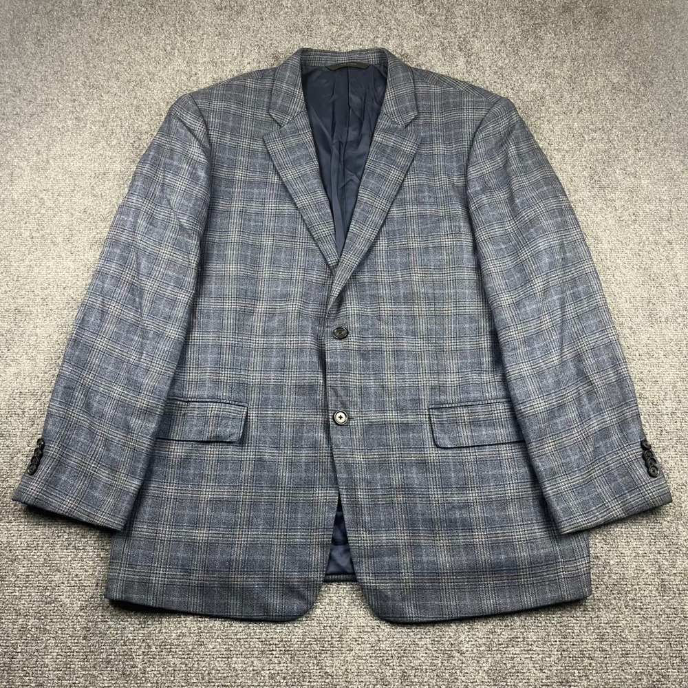 Loro Piana John W Nordstrom Signature 100% Cashmere Blazer Blue Plaid 46R Mens